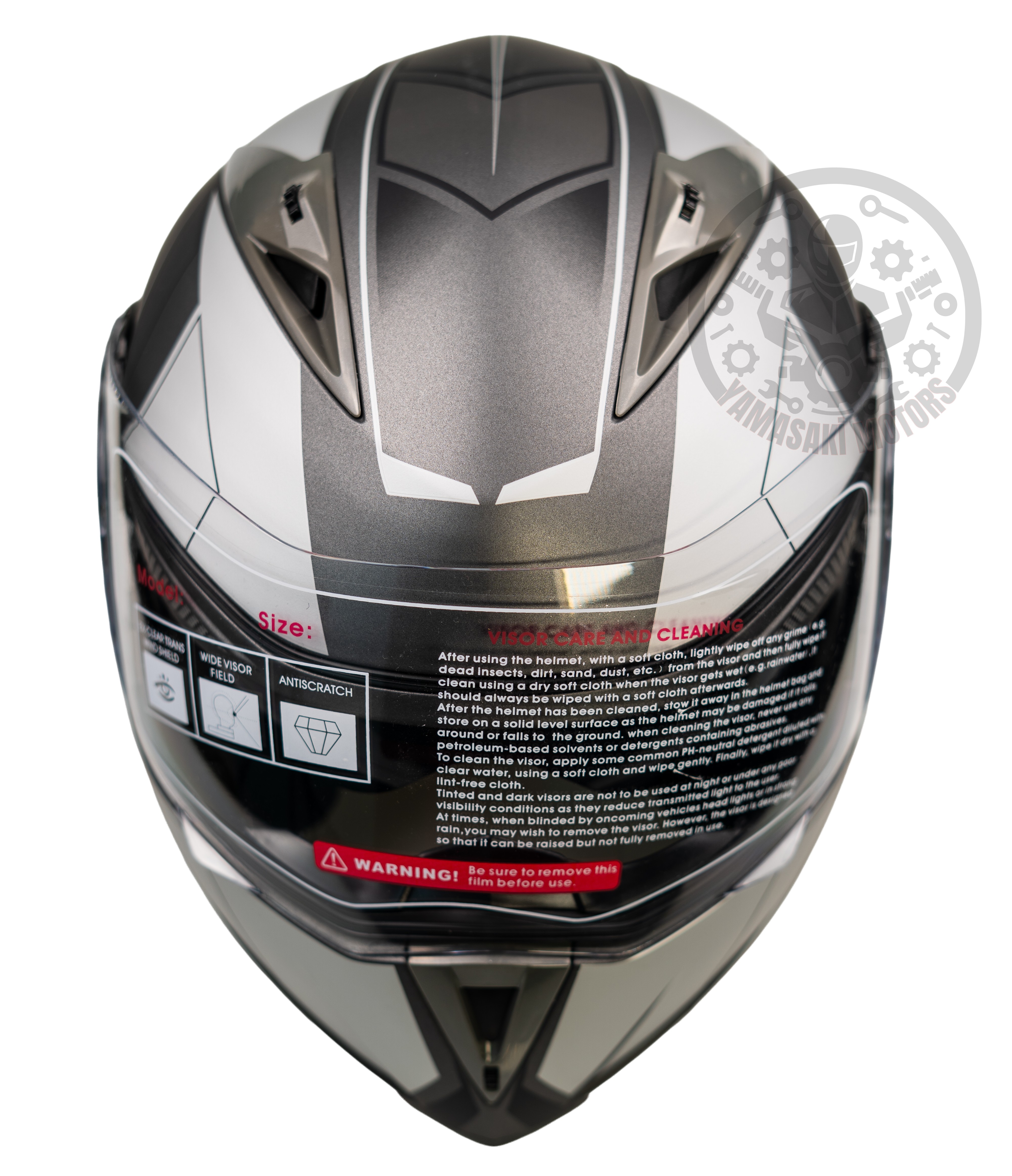 Helmet Jk 902 Çene Açılır Kask Mat Gümüş - Model 2