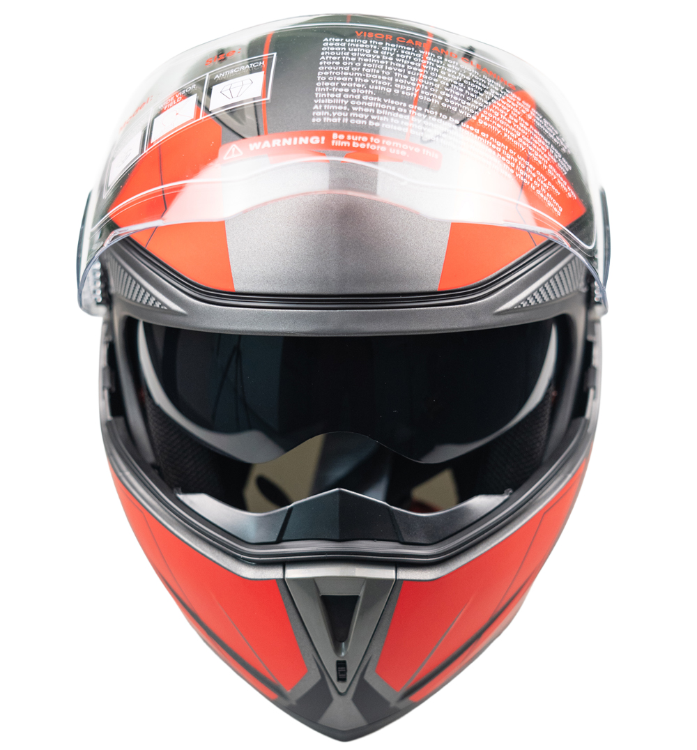 Helmet Jk 902 Çene Açılır Kask, Fiyat Performans Ürünü Güneş Vizörlü kırmızı-siyah-gümüş Motosiklet Kaskı - 3